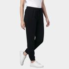 Women's Black Slim Fit Side-Striped Track Pants, काला, small