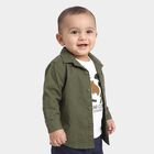 Infants' Olive Green Cotton Regular Fit Shirt, Olive, small