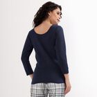 Women's Deep Midnight Navy Blue Scoop Neck Thermal, मध्यम नीला, small image number null