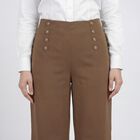 Women's Beige Tailored Fit Formal Trousers, Beige, small