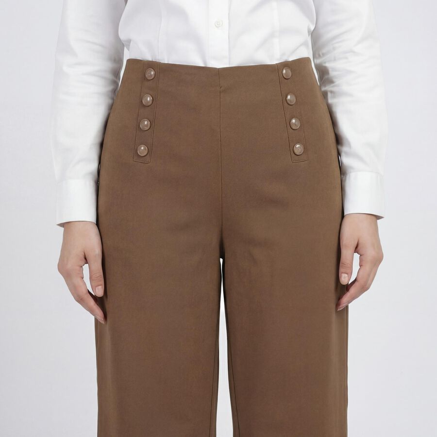 Women's Beige Tailored Fit Formal Trousers, Beige, large