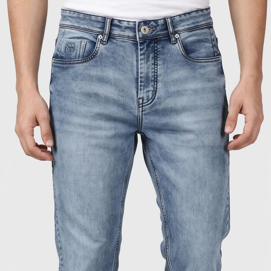 Men's Light Blue Slim Fit Washed Jeans, Light Blue, large
