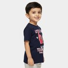 Boys Navy Blue Cotton Crew Neck Casual T-Shirt, Navy Blue, small