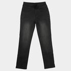 Boys' Dark Grey Straight Fit Drawstring Waist Jeans, गहरा ग्रे, small