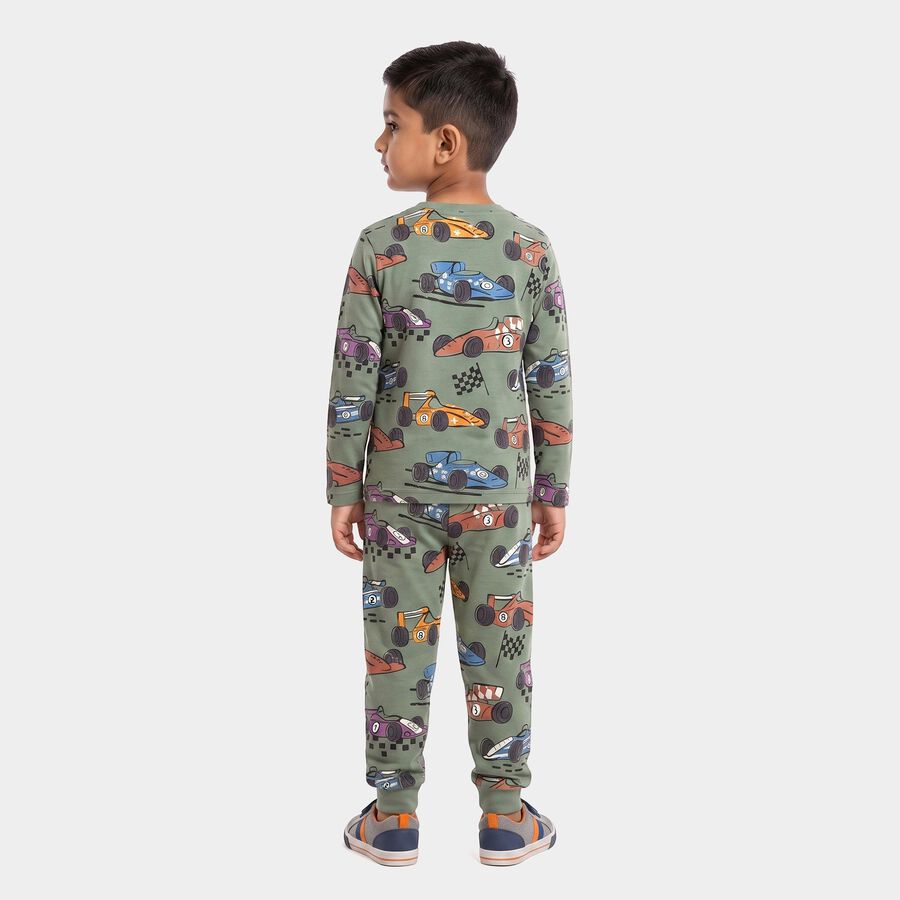 Boys Green Cotton Round Neck Baba Suit, हल्का हरा, large