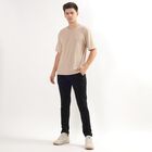 Men's Muted Beige Round Neck T-Shirt, Beige, small