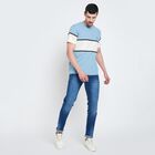 Men's Round Neck Half Sleeves T-Shirt, Light Blue, small
