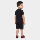 Boys Navy Blue Cotton Round Neck Graphic Print Baba Suit, Navy Blue, small