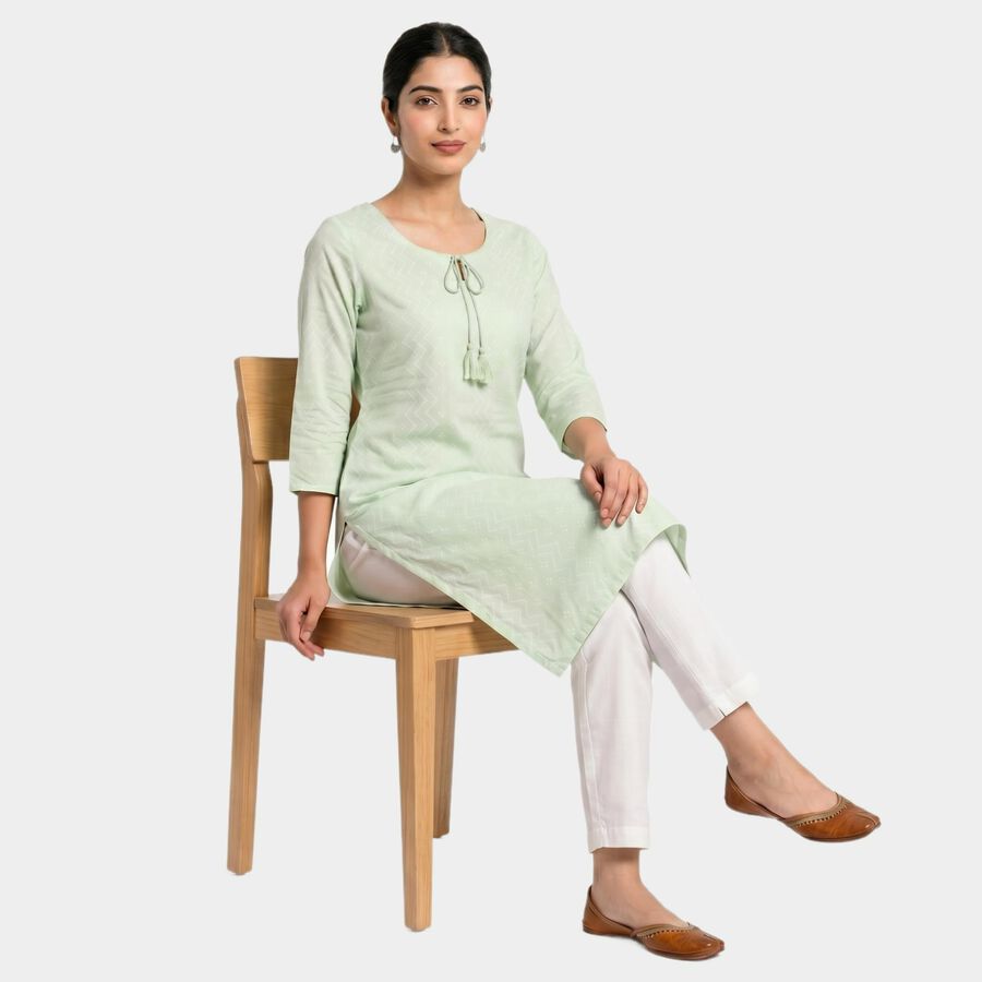Women's Green NA Straight Kurta, हल्का हरा, large