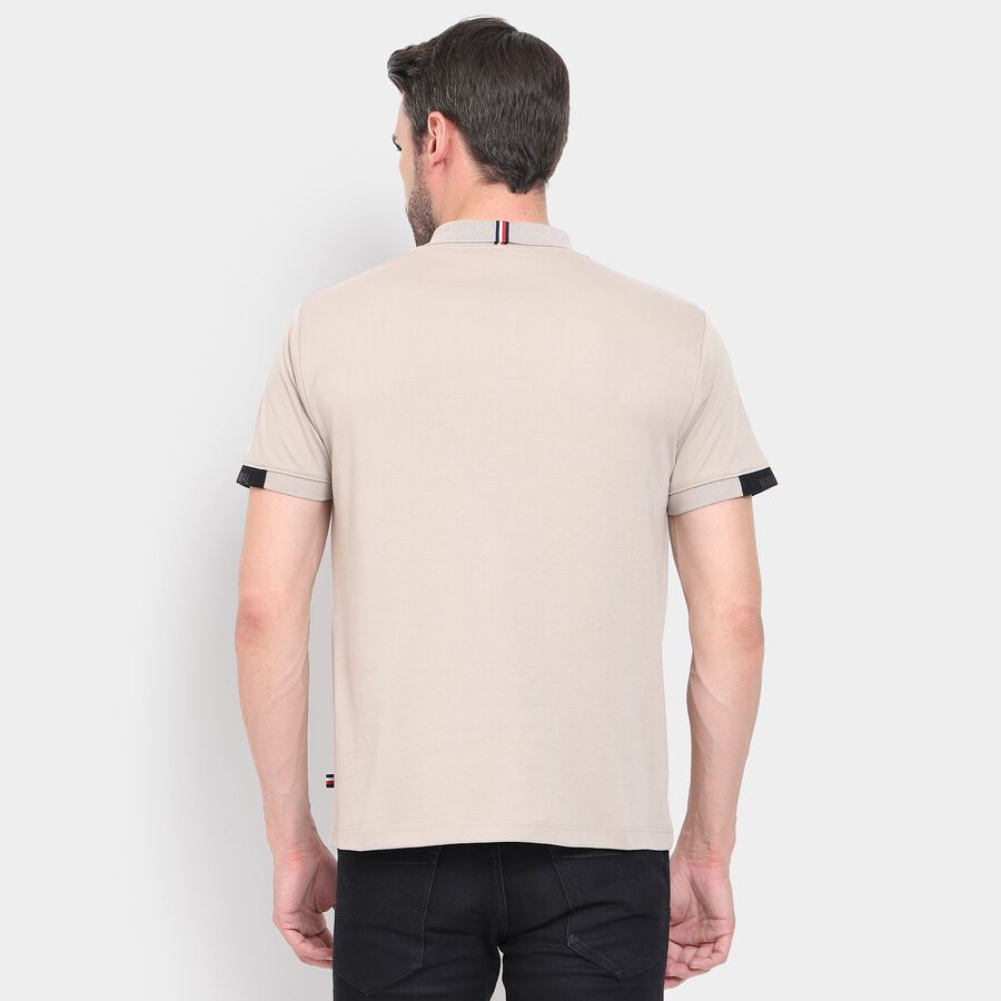 Men's Collared Half Sleeves T-Shirt , Beige, large image number null