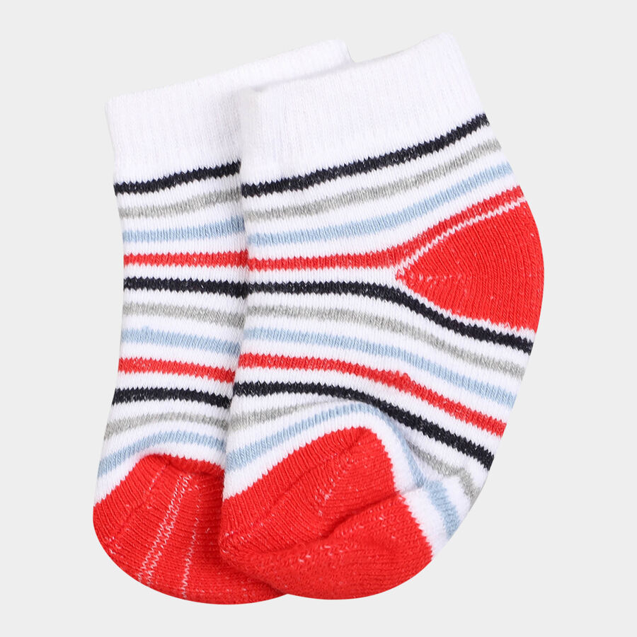 Infants Cotton Stripes Socks, White, large image number null