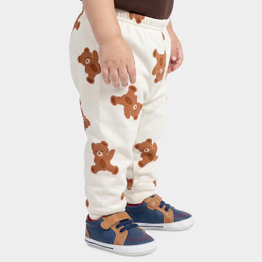Infants' Cream Jogger Teddy Bear Printed Pyjama, ऑफ व्हाइट, large