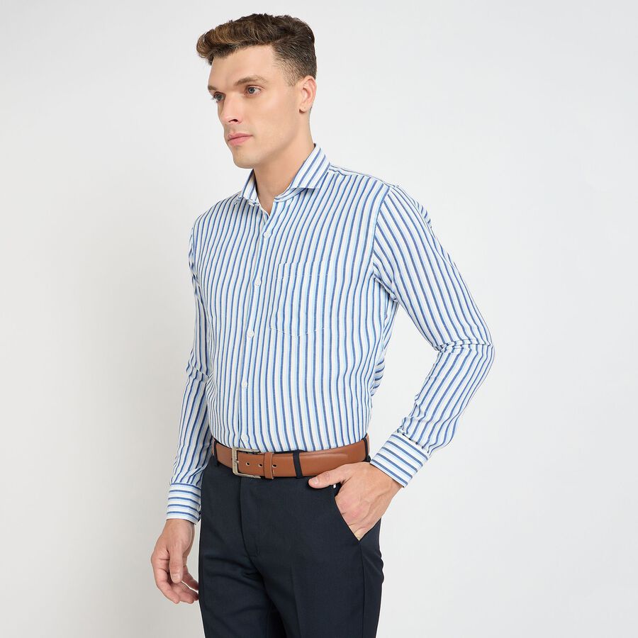 Men's Formal Shirt, मध्यम नीला, large image number null