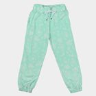Girls' Mint Green Jogger Floral Printed Pyjama, हल्का हरा, small