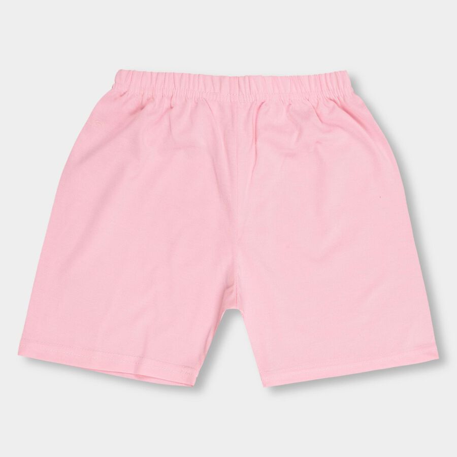 Girls' Light Pink Printed Pull-Up Shorts, हल्का गुलाबी, large image number null