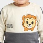 Infants' Dark Grey Cotton Round Neck Pullover Sweatshirt, गहरा ग्रे, small