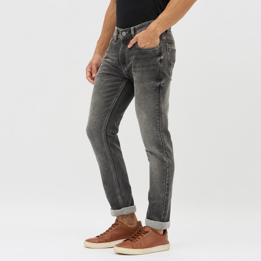 Men's Faded Black Skinny Fit Jeans, Dark Grey, large image number null