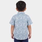 Infants Blue Cotton Half Sleeve Round Neck Casual Shirt, Teal Blue, small