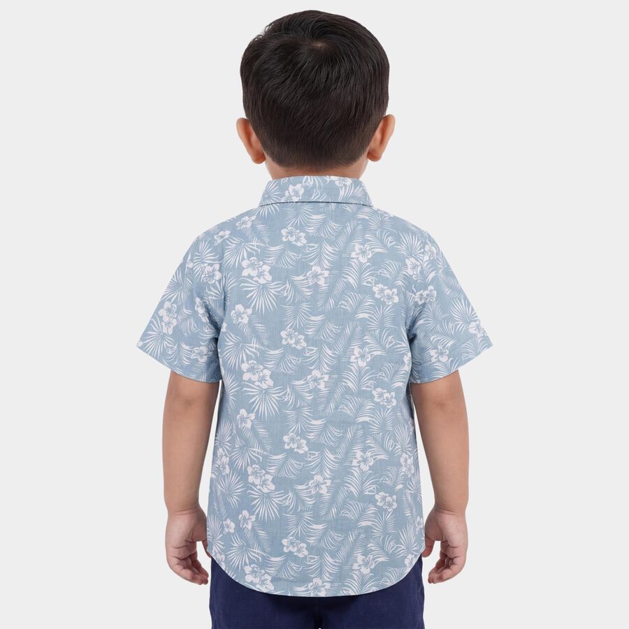 Infants Blue Cotton Half Sleeve Round Neck Casual Shirt, Teal Blue, large