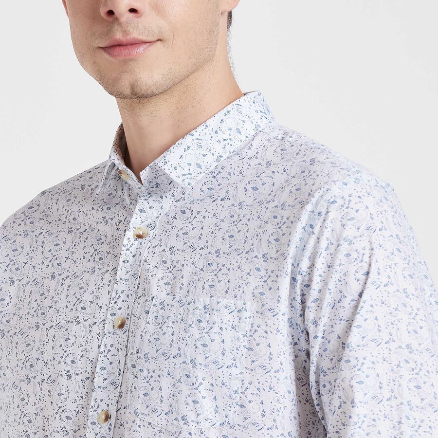 Cotton Printed Casual Shirt, White, large image number null
