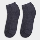 Men's Dark Charcoal Black and Eggshell White Cotton Blend Ankle Socks, Navy Blue, small