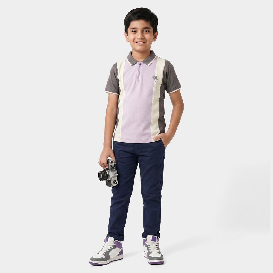 Boys Lilac Cotton Polo Neck Polo Boys T-Shirt, Lilac, large