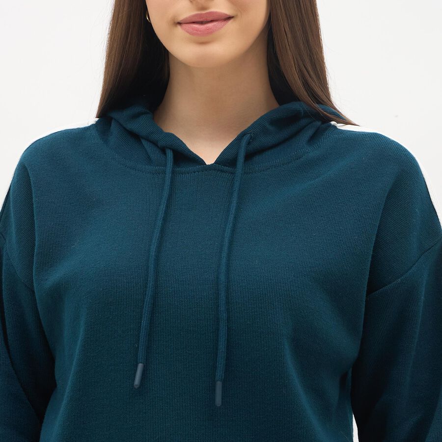 Women's Teal Blue Hooded Track Suit, टील ब्लू, large image number null