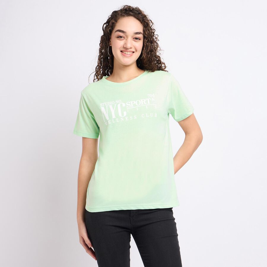 Ladies' Round Neck T-Shirt, Neon Green, large