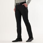 Men's Dark Charcoal Black Slim Fit Flat-Front Formal Trousers, Black, small