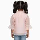 Girls' Pale Peach Ruffled Neck Romantic T-Shirt, Peach, small