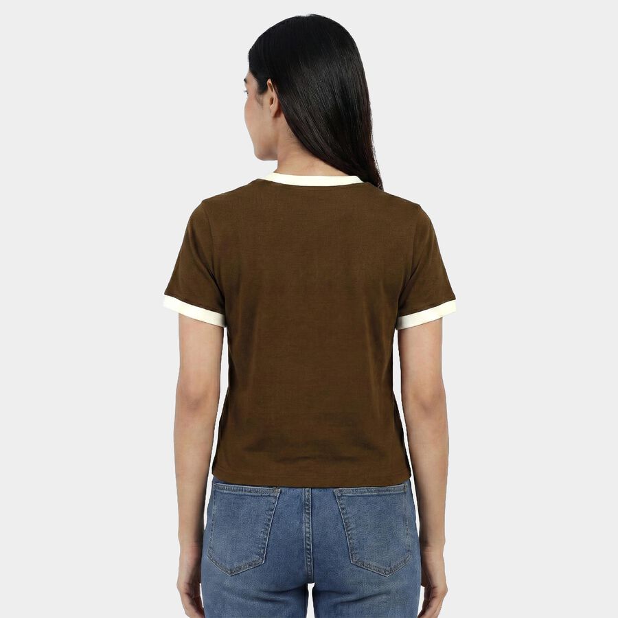 Ladies' Round Neck T-Shirt, Olive, large