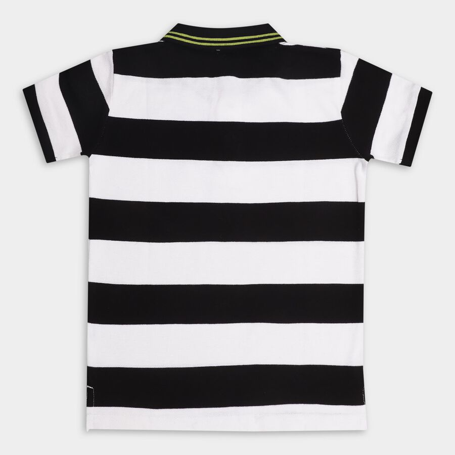 Boys' 100% Cotton Collar Half Sleeves T-Shirt, Black, large image number null