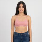 Women's Pink Cotton Blend Scoop Neck Bralette Bra, Light Pink, small