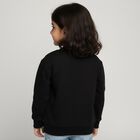 Girls Jet Black Crew Neck Casual Sweatshirt, Black, small image number null