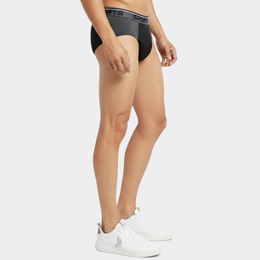 Men's Charcoal Regular Fit Cotton Blend Briefs, Charcoal, large