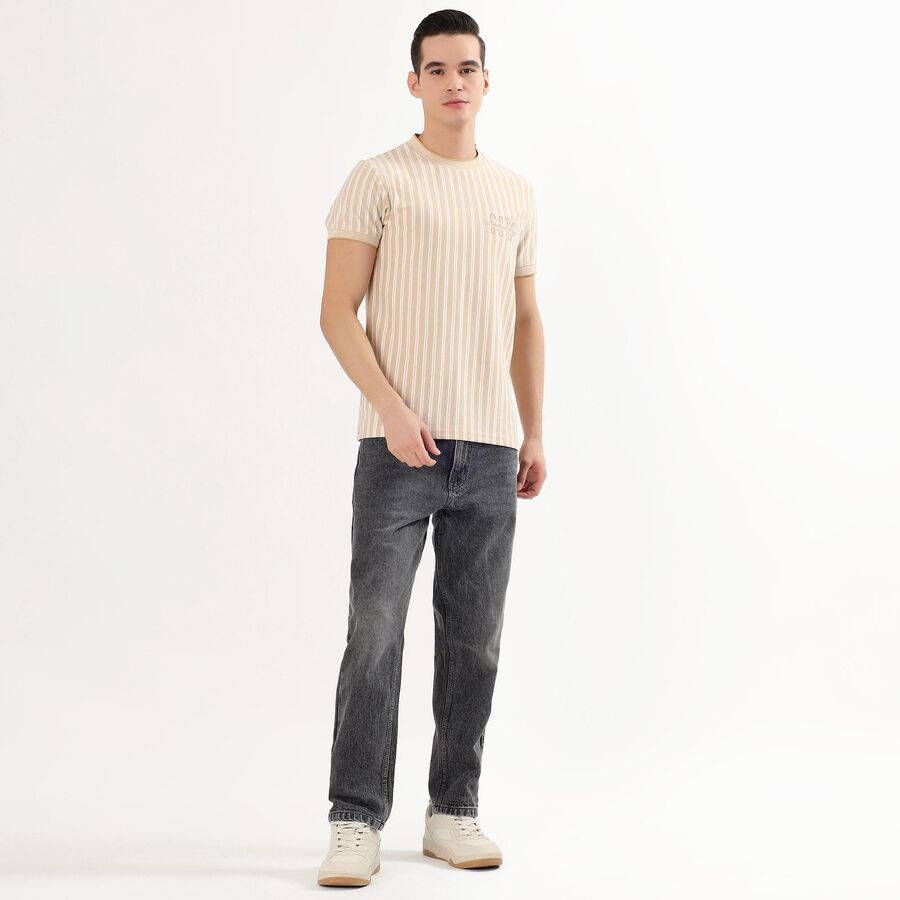 Men's Washed Black Straight Fit Jeans, हल्का ग्रे, large image number null