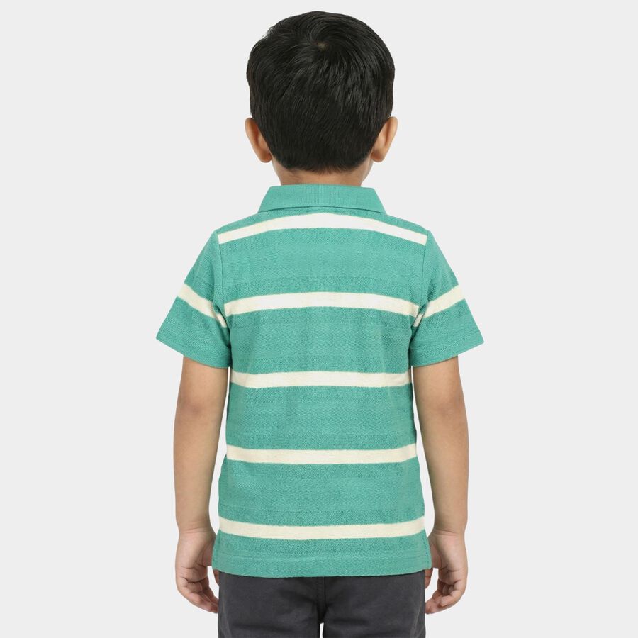 Boys Green Polo Neck Casual T-Shirt, हल्का हरा, large