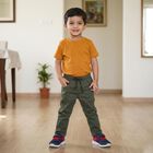 Boys' Olive Green Drawstring Jeans, ओलिव, small