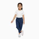 Girls' Deep Indigo Relaxed Fit Embroidered Jeans, मध्यम नीला, small image number null