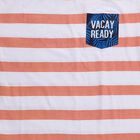 Boys' Peach Cotton Round Neck Graphic Printed T-Shirt, पीच, small