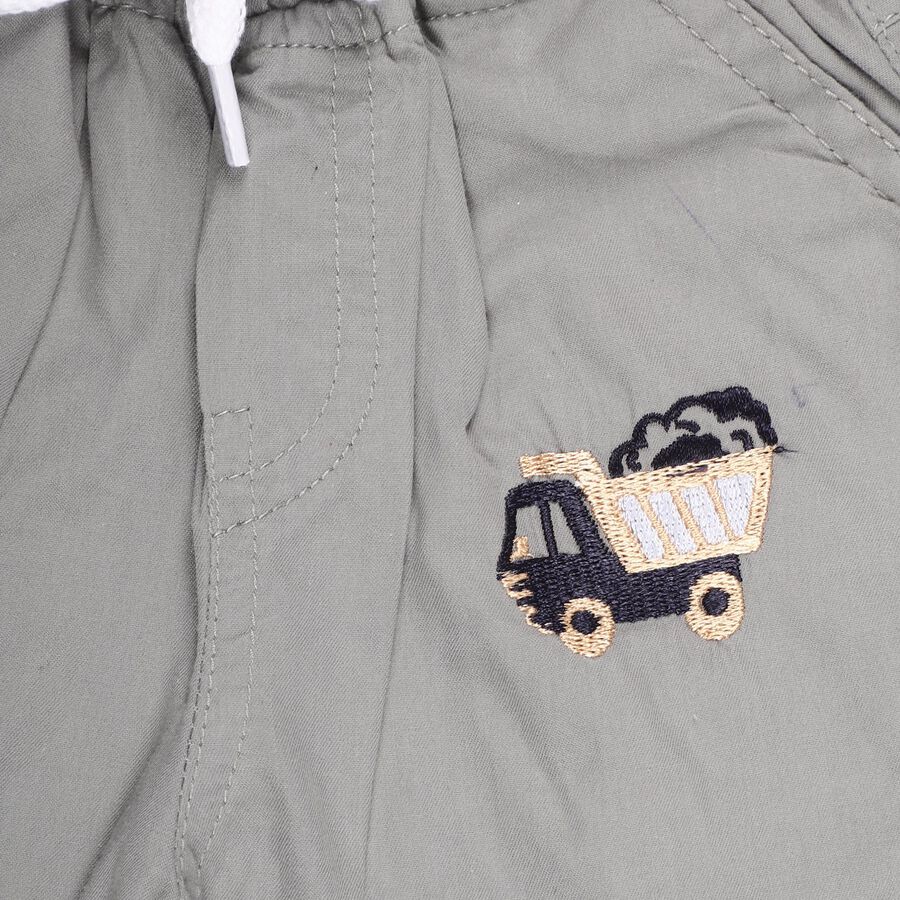 Infants Light Gray Elastic Waist Embroidered Trousers, हल्का ग्रे, large image number null