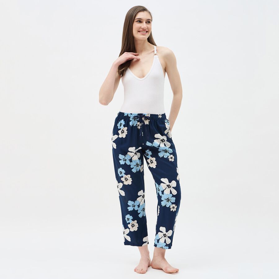 Women's Soft Lavender Purple Relaxed Fit Pyjama, नेवी ब्लू, large