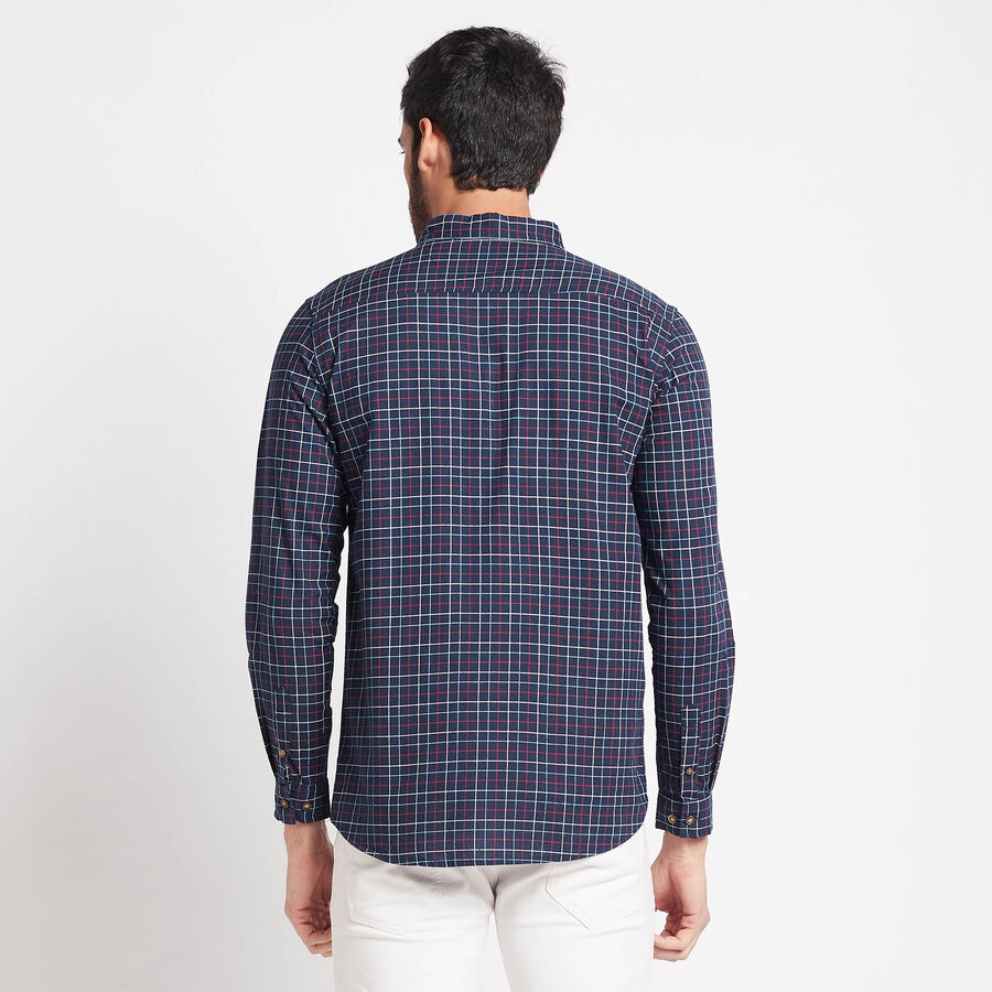 Cotton Checks Casual Shirt, Navy Blue, large image number null