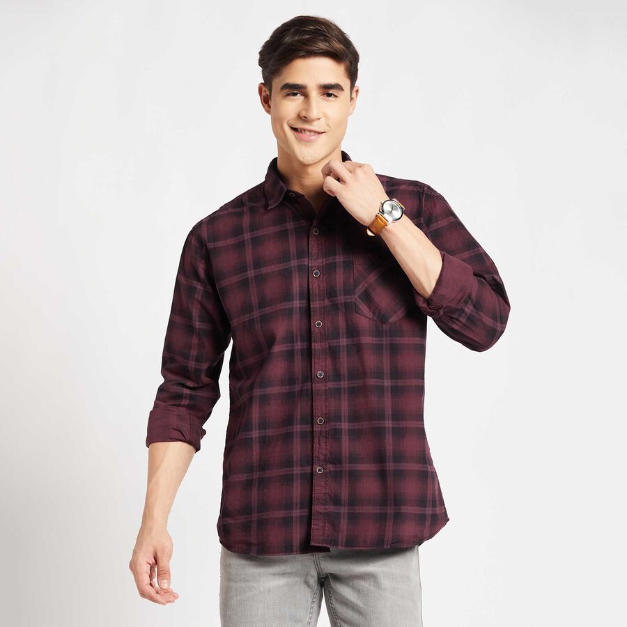 Checks Casual Shirt, Maroon, large image number null