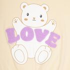 Girls' Light Beige Cotton Round Neck Casual T-Shirt, Beige, small image number null