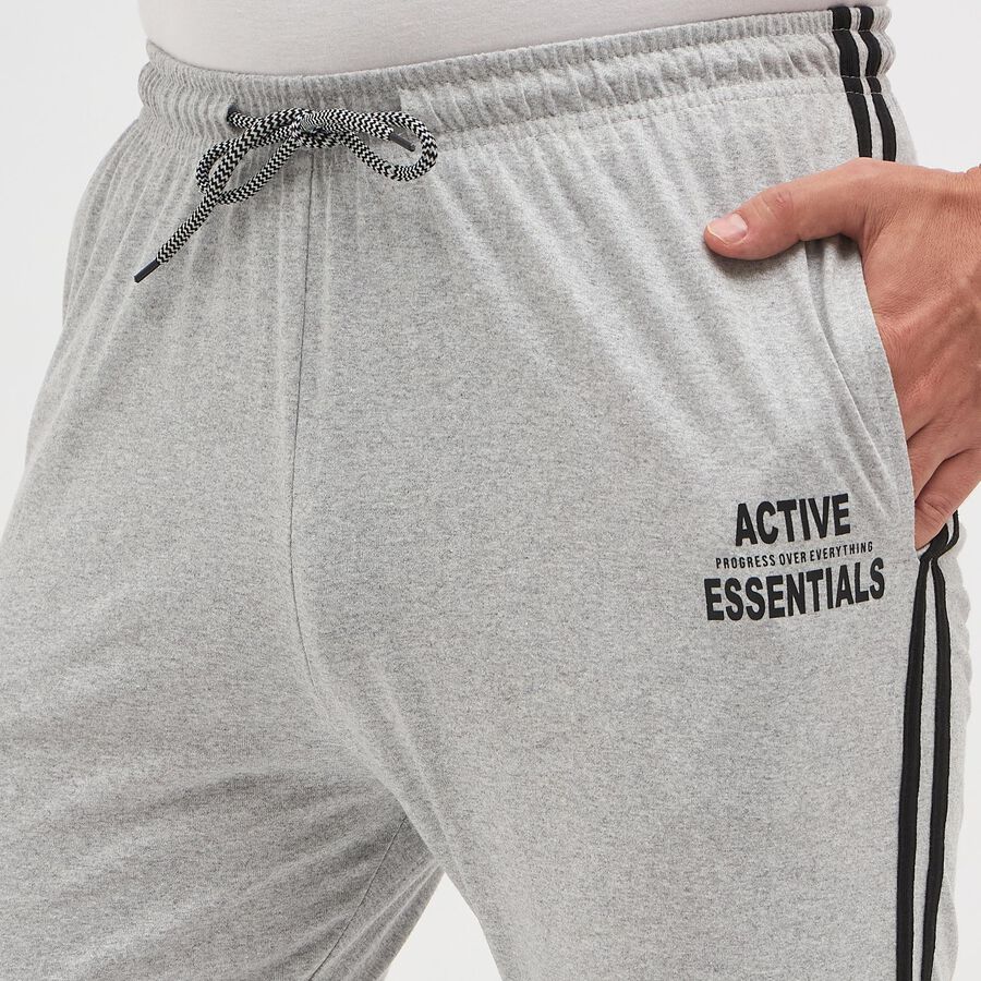 Men's Light Grey Regular Fit Side-Striped Track Pants, Melange Light Grey, large image number null