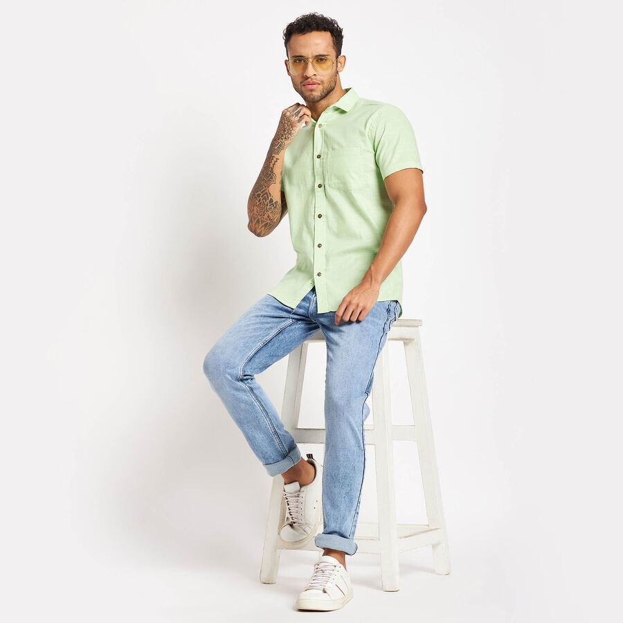 Cotton Solid Casual Shirt, Light Green, large image number null