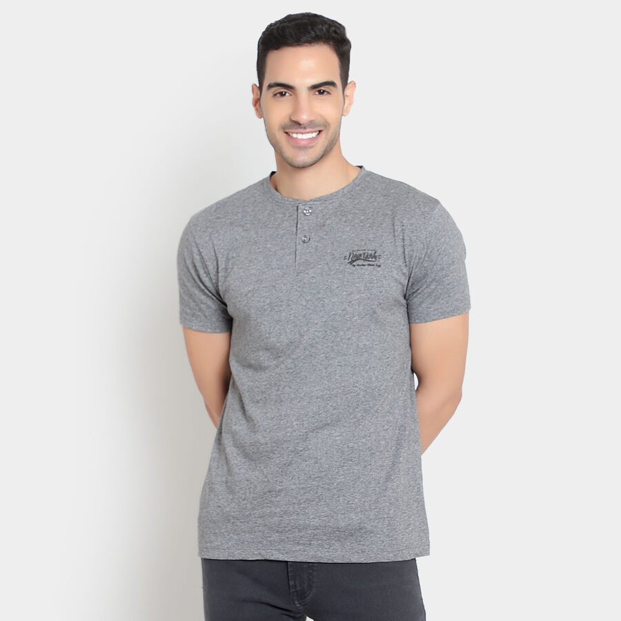 Solid Henley T-Shirt, Charcoal, large image number null
