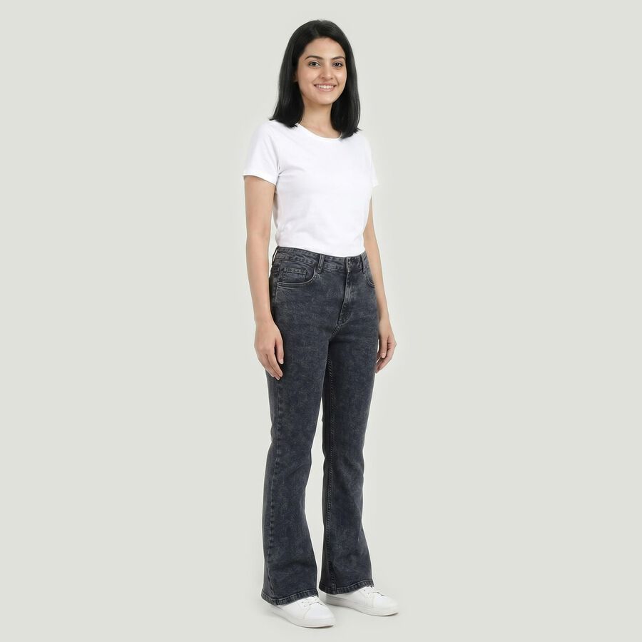 Women's Dark Grey Bootcut Fit Washed Jeans, गहरा ग्रे, large