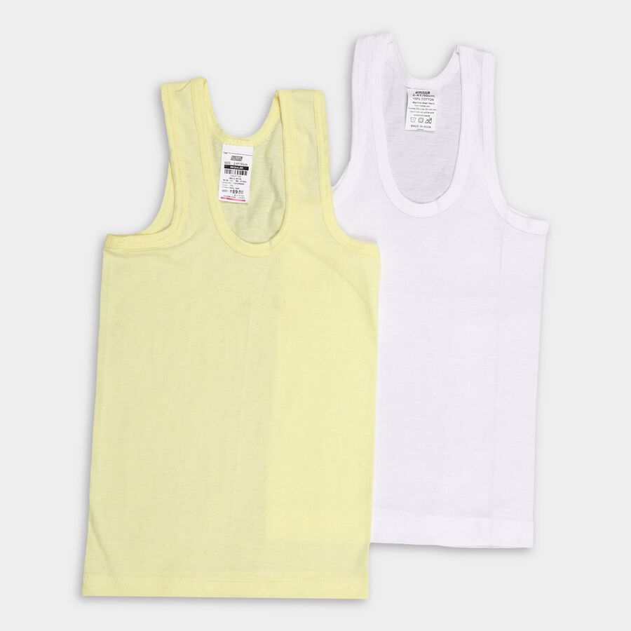 Boys' 100% Cotton Vest (Pack of 2), Yellow, large
